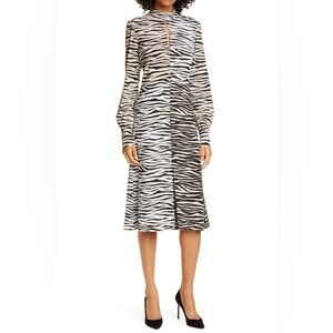 $595 A.L.C Kennedy Silk Animal Print Midi Dress Size 8